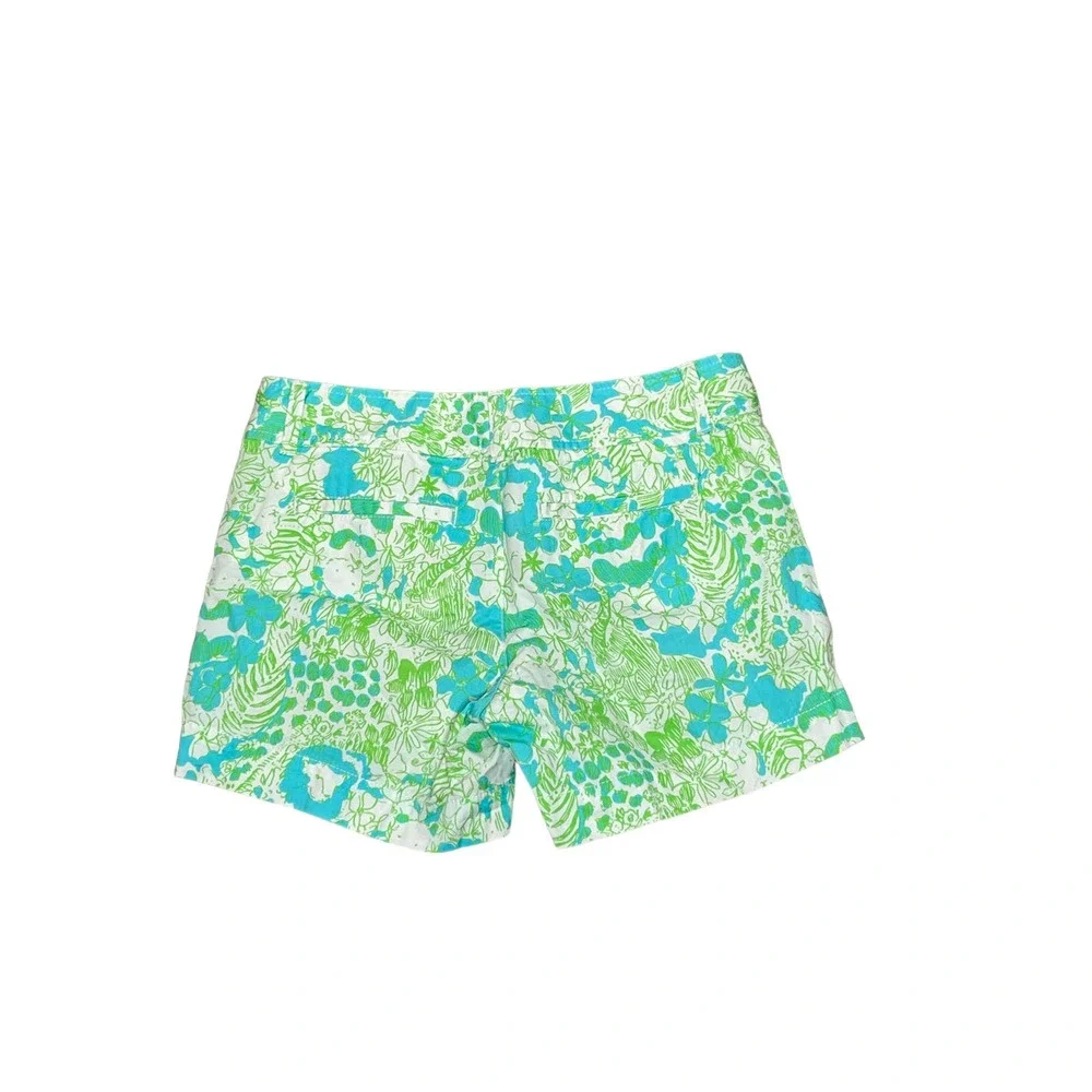Lilly Pulitzer Women' s The Callahan‎ Blue and Green  Print Shorts SZ 0